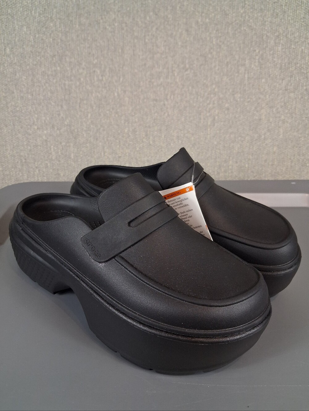 CROCS Women's Black Platform Loafer Mules